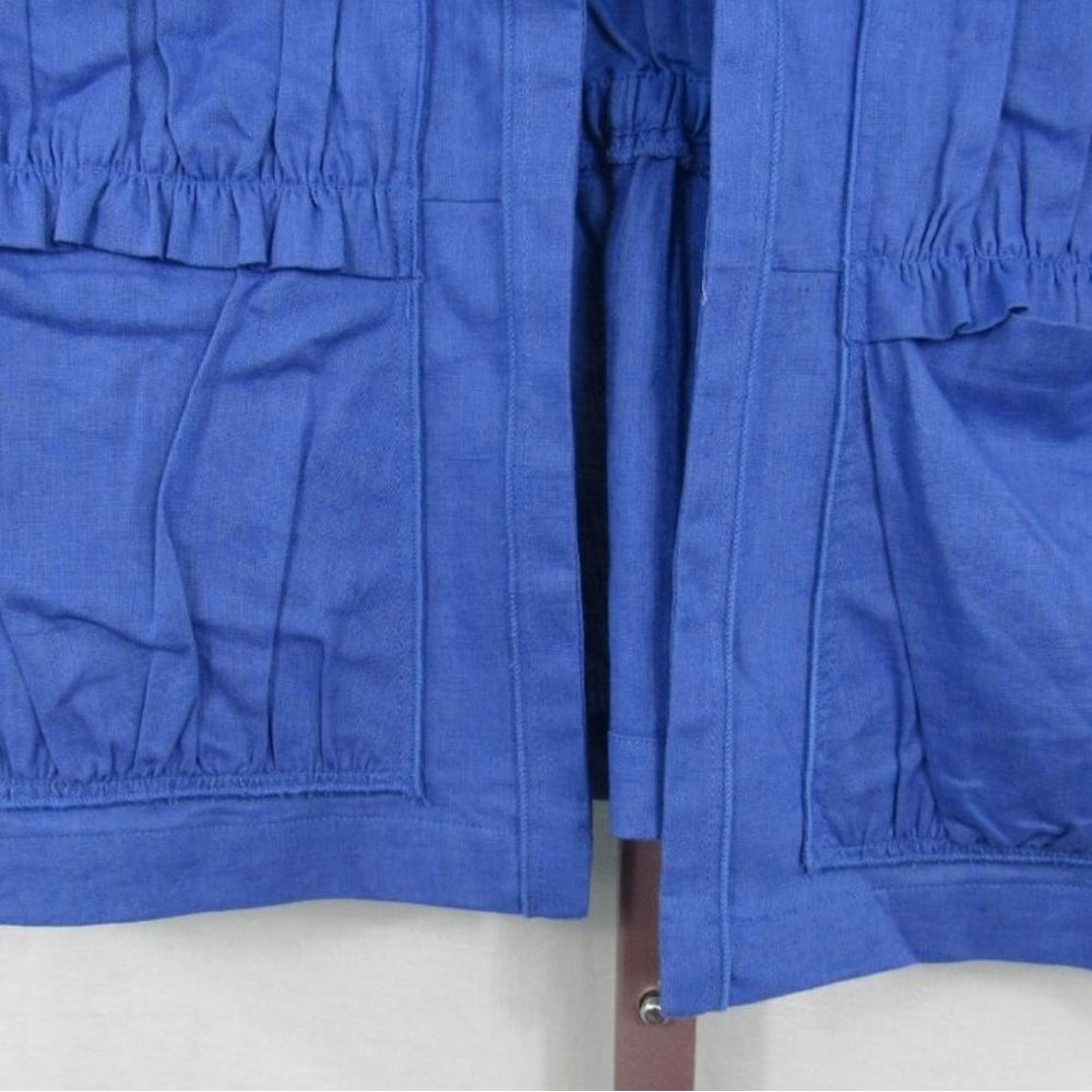 Chicos Linen Blazer Jacket Cotton Casual Open Contemporary Lagenlook Ruched NEW - Picture 8 of 12
